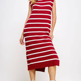 Strut & Bolt - Shoulder Pad Sleeveless Textured Striped Knit Dress