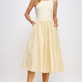 Strut & Bolt - Knit Contrast Poplin Long Dress
