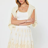 Current Air - Eyelet Skirt Sleeveless Sweater Combo Midi Dress