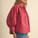 &MERCI - PUFF SLEEVE BUTTON DOWN TOP MTP5145