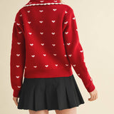 &MERCI - DOLL COLLAR HEART KNIT SWEATER CARDIGAN MSW11160