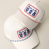 Fashion City - Born In The U.S.A.Embroidered Patch Rope Trucker Hat