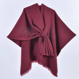 Rosa Clothing - Asymmetric Plian Thermal Shawl Ruana