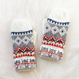 Panache Apparel Co. - White, Navy & Orange Patterned Mittens