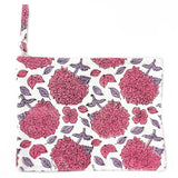 Anju Jewelry - Handcrafted Canvas Pouch with Block-Printed Hydrangeas