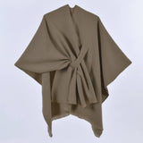Rosa Clothing - Asymmetric Plian Thermal Shawl Ruana