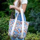 Anju Jewelry - Handcrafted Canvas Bag with Block-Printed Marigold Wonders