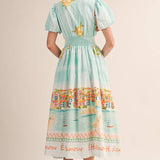&MERCI - EXCLUSIVE LANDSCAPE PRINT BUTTON DOWN MIDI DRESS MDR4784
