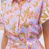 Strut & Bolt - Floral Print Block Shirt Midi Dress