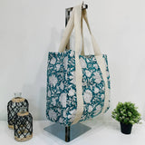 Anju Jewelry - Handcrafted Canvas Bag with Block-Printed Verdant Bloom