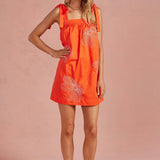 Strut & Bolt - Embroidered Tie Shoulder Sleeveless Mini Dress