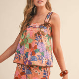 &MERCI - EXCLUSIVE FLORAL PRT TIE SHOULDER TOP SHORTS SET MPST4660