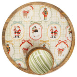 Boston International - Frosty Fun Round Mango Wood Platter & Bowl Christmas