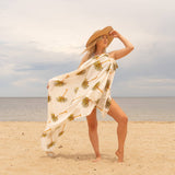 Boho-Eclectica - Women's White Palm- 100% Cotton Sarong