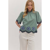 STYLE USA - Solid short flutter sleeve top