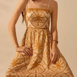 Rosa Clothing - Cascais Bohemia Tropical palm strappy sundress