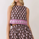 TCEC - CT10111-Border Print Sleeveless Crop Top