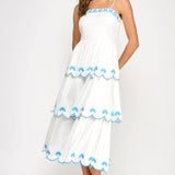 Strut & Bolt - Seashell Embroidery Scallop Layered Midi Dress