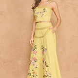 Strut & Bolt - Embroidered Floral Lace Detail Top Skirt Set