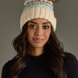 Panache Apparel Co. - Ivory, Lt. Blue, Mint & Orange Patterned Pom Hat