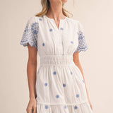 &MERCI - FLORAL EMBROIDERY TIERED MIDI DRESS MDR4566