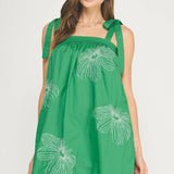 Strut & Bolt - Embroidered Tie Shoulder Sleeveless Mini Dress