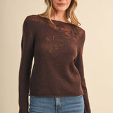 &MERCI - FLORAL EMBROIDERY LONG SLEEVE SWEATER MSW11376