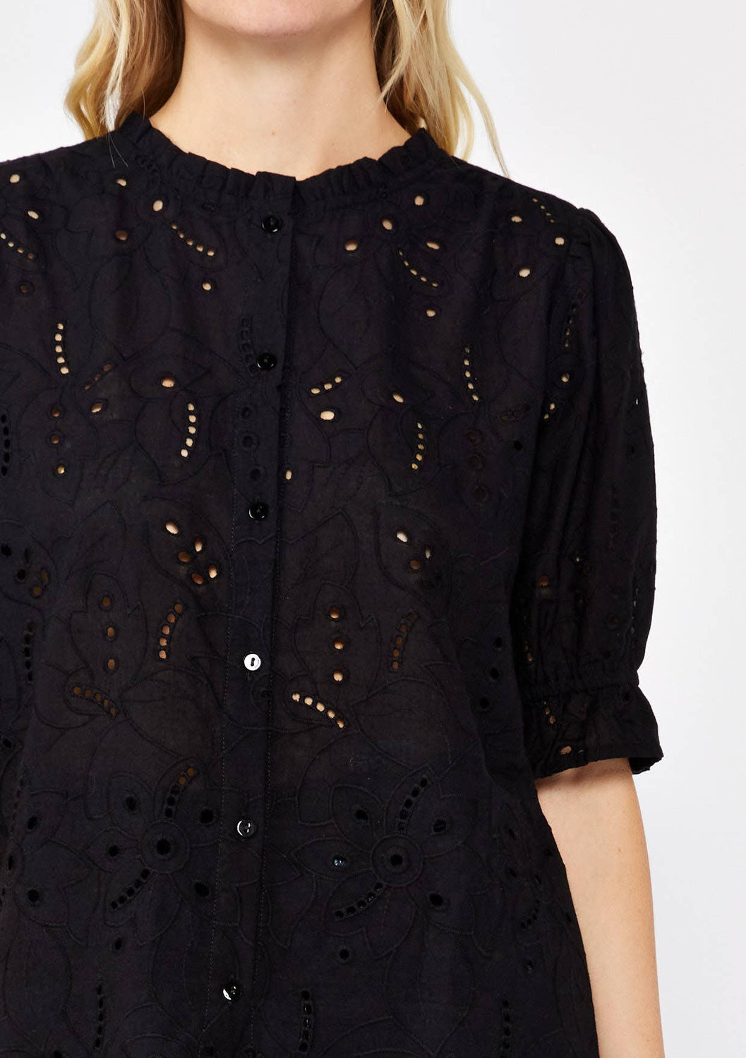 Lovestitch - Embroidered Eyelet Cotton Summer Top