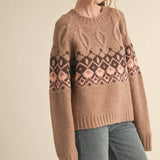 &MERCI - CABLE KNIT FAIR ISLE SWEATER MSW10679