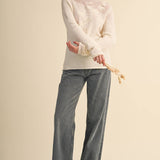 &MERCI - FLORAL EMBROIDERY LONG SLEEVE SWEATER MSW11376