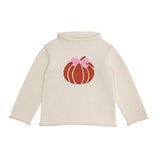 Girls Bow Pumpkin Rollneck Sweater