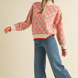&MERCI - FLORAL MOCK NECK HALF ZIP PULLOVER MSW10829