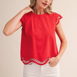&MERCI - EMBROIDERED CUT-OUT CAP SLEEVE TOP MTP4825
