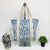 Anju Jewelry - Handcrafted Canvas Bag with Block-Printed Azure Canopy