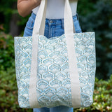 Anju Jewelry - Handcrafted Canvas Bag with Block-Printed Floral Peacock