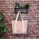 Anju Jewelry - Handcrafted Canvas Bag with Block-Printed Pink Paradise