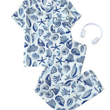 Rosa Clothing - Cute Printed Short-Sleeve Top And Pants Pajama Set