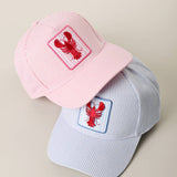 Fashion City - Lobster Embroidered Patch Seersucker Trucker Hat