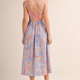 &MERCI - EXCLUSIVE FLORAL BUTTON DOWN TAPE TRIM MIDI DRESS MDR4735
