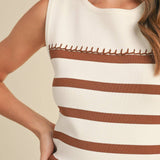 &MERCI - MIXED MEDIA STRIPED MIDI DRESS MDR3846