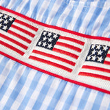 Rylee Faith Designs - 4th of july Flag Embroidery Smocking Boys Romper