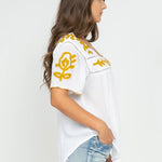 Sandy Embroidered Top White-Gold