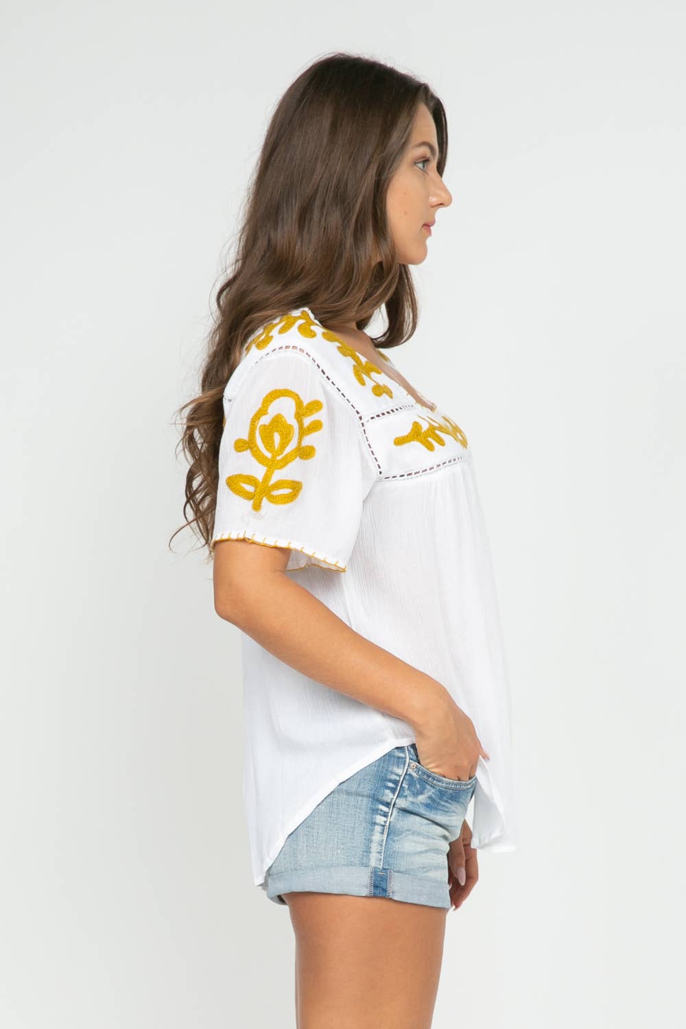 Sandy Embroidered Top White-Gold
