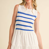 &MERCI - MIXED MEDIA STRIPED MIDI DRESS MDR3846