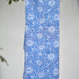 Dolma - Julie Daisy Cotton Block Print Scarf/Sarong Large Blue