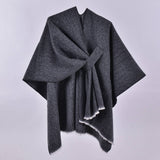Rosa Clothing - Asymmetric plain classic Thermal Ruana Shawl