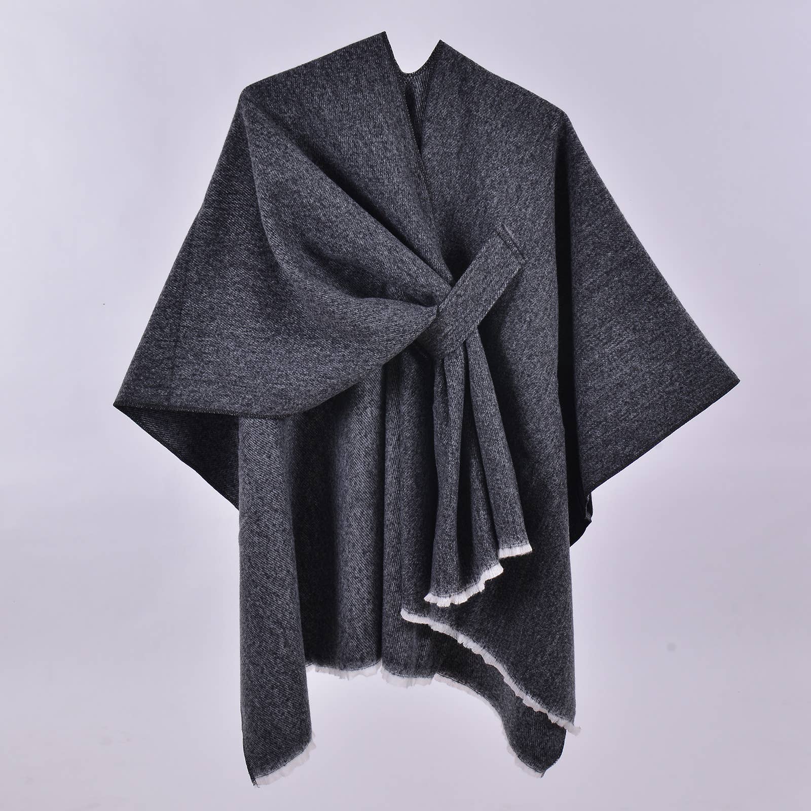 Rosa Clothing - Asymmetric plain classic Thermal Ruana Shawl
