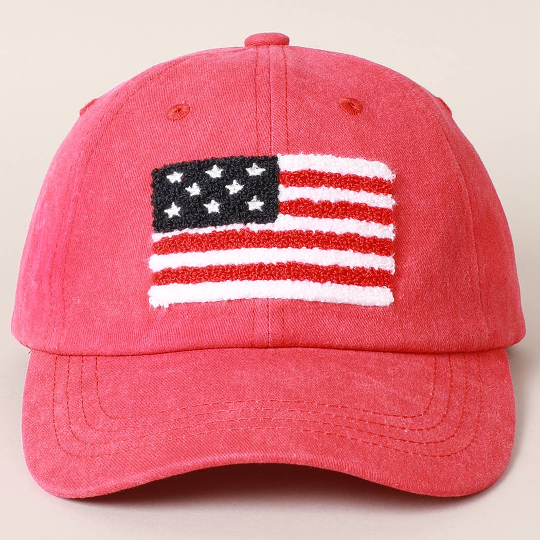 Fashion City - American Flag Chenille Patch Baseball Cap