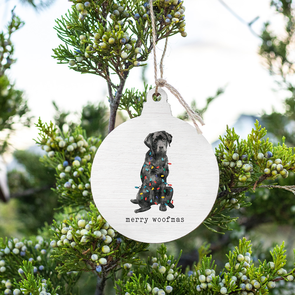 Rustic Marlin - Merry Woofmas Black Lab Bulb Ornament