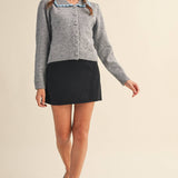 &MERCI - CONTRAST SCALLOPED COLLAR SWEATER CARDIGAN MSW11141